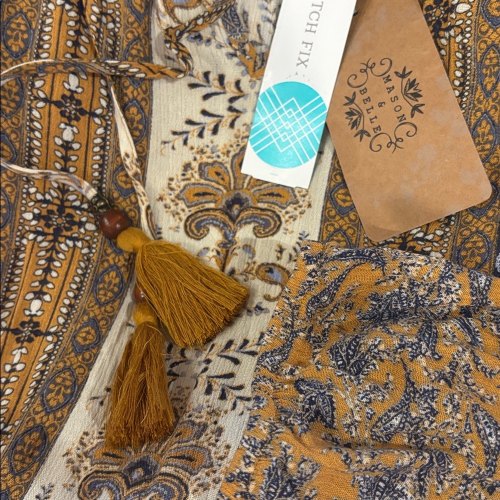 NWT Paisley Blouse - Mustard and Navy - Picture 5 of 9